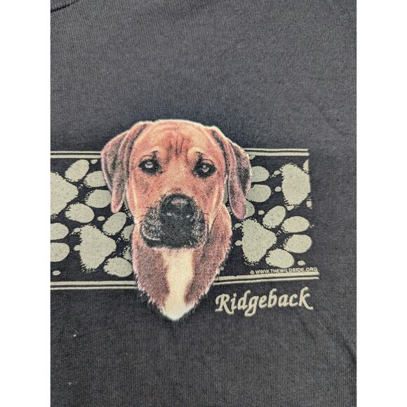 Vintage Hanes Rhodesian Ridgeback T-Shirt XL Black Dog Pawprints NOS - Picture 1 of 9
